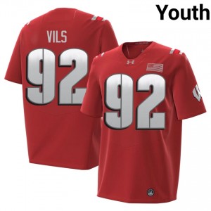 Red Nolan Vils #92 Wisconsin Badgers 2026 Jersey | Youth NCAA Football Pro-Grade Embroidery 94380068