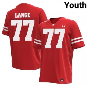 Peyton Lange #77 UW Badgers Jersey | Elite Thread Red College Football Youth Embroidery 94089953