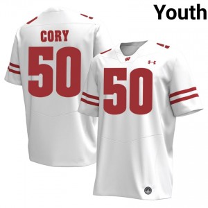 Wisconsin Badgers Ryan Cory #50 White Jersey | Elite Stitched High School Football Youth Apparel 30388699