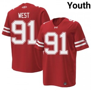 #91 Sean West UW Badgers Red 1980 Throwback Jersey | Authentic Swen Youth High School Football Gear 46715196