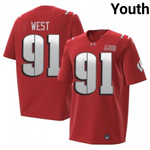 Red Sean West #91 Wisconsin Badgers 2026 Jersey | Youth University Football Limited Embroidery 29510068