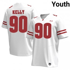 Wisconsin Badgers Will Kelly #90 White Jersey | Durable Stitched College Football Youth Apparel 62870804