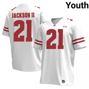 Wisconsin Badgers Bryan Jackson II #21 White Jersey | Durable Stitched College Football Youth Apparel 57987184