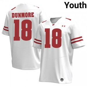 Badgers Donovan Dunmore #18 White Jersey | Exclusive Stitched NCAA Football Youth Apparel 81165382