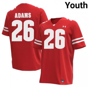 Eli Adams #26 Wisconsin Badgers Jersey | Elite Thread Red College Football Youth Embroidery 21196338