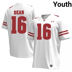 UW Badgers Grant Dean #16 White Jersey | Premium Stitched Player Football Youth Apparel 77300914