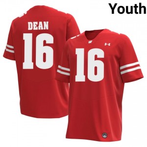 Grant Dean #16 Wisconsin Badgers Jersey | Gameday Red NCAA Football Youth Embroidery 90787648