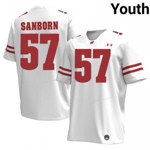 Wisconsin Badgers Jack Sanborn #57 White Jersey | Durable Stitched College Football Youth Apparel 94777892