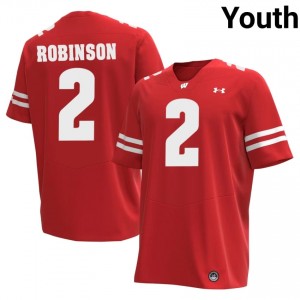 Javan Robinson #2 UW Badgers Jersey | Elite Thread Red College Football Youth Embroidery 89460139