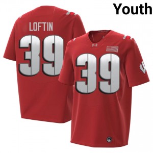 Red Jayden Loftin #39 UW Badgers 2026 Jersey | Youth Player Football Essential Embroidery 77985239