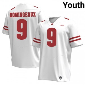 Wisconsin Jaylon Domingeaux #9 White Jersey | Exclusive Stitched NCAA Football Youth Apparel 35412534