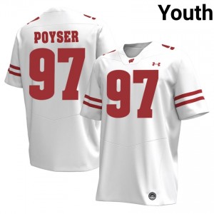 Badgers Junior Poyser #97 White Jersey | Premium Stitched Player Football Youth Apparel 87991156