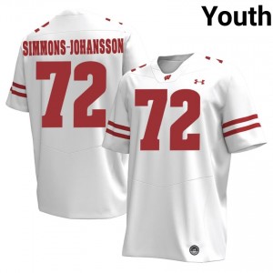 Wisconsin Badgers Lucas Simmons-Johansson #72 White Jersey | Durable Stitched College Football Youth Apparel 66838456