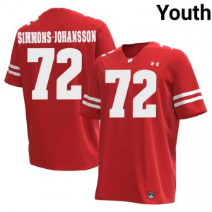 Lucas Simmons-Johansson #72 Badgers Jersey | Moisture Wicking Red University Football Youth Embroidery 49586684