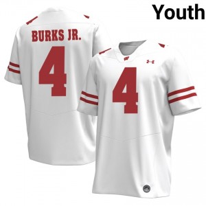 Wisconsin Marvin Burks Jr. #4 White Jersey | Premium Stitched Player Football Youth Apparel 94532884