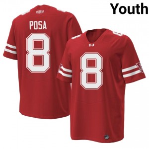 #8 Mason Posa UW Badgers Red 1980 Throwback Jersey | Authentic Swen Youth High School Football Gear 56293763