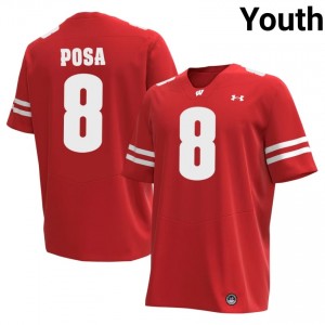 Mason Posa #8 UW Badgers Jersey | Gameday Red NCAA Football Youth Embroidery 75268357