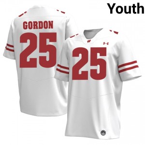 UW Badgers Melvin Gordon #25 White Jersey | Exclusive Stitched NCAA Football Youth Apparel 15432659