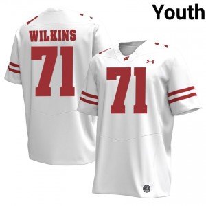 Wisconsin Badgers PJ Wilkins #71 White Jersey | Elite Stitched High School Football Youth Apparel 25058912