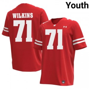 PJ Wilkins #71 UW Badgers Jersey | Genuine Red Player Football Youth Embroidery 16513819
