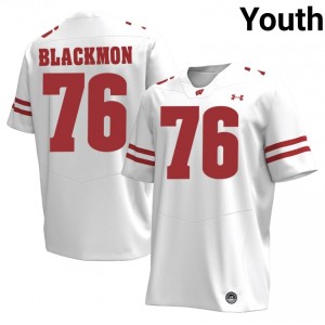 UW Badgers Stylz Blackmon #76 White Jersey | Fresh Stitched University Football Youth Apparel 76380713